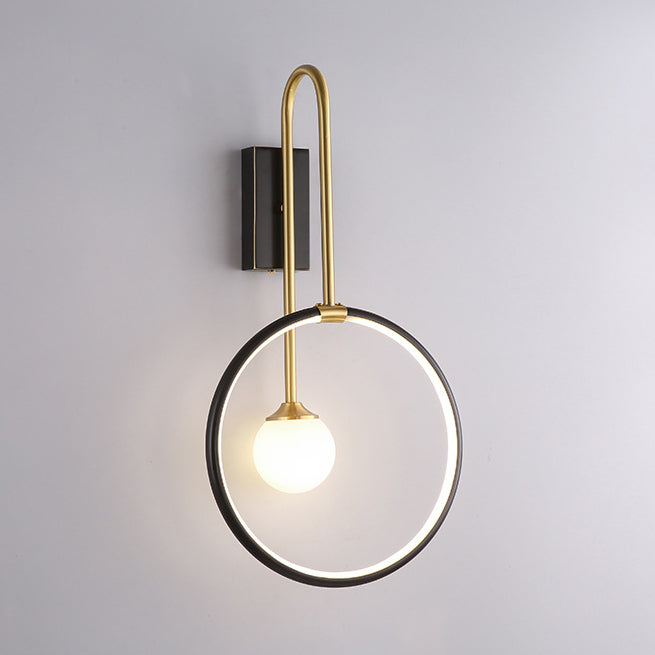 Moderne Einfachheit Kreis Ring Kupfer Glas 1-Licht Wandleuchte Lampe für Schlafzimmer 
