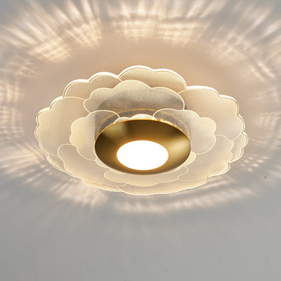 Contemporary Luxury Geometric Circular Vertical Grain Acrylic LED Semi-Flush Mount Ceiling Light For Living Room