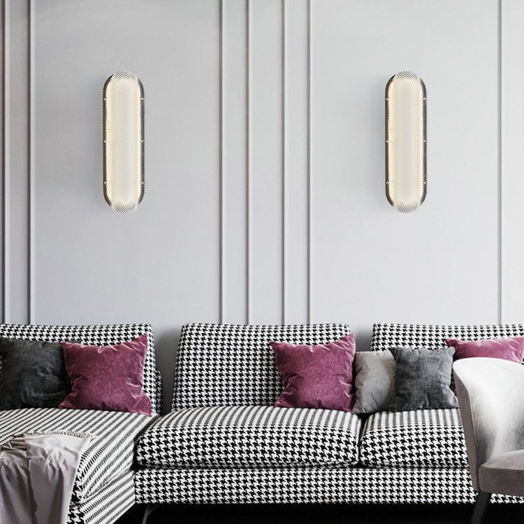 Moderne minimalistische Eisen kariert Muster Acryl Spalte Schatten LED Wandleuchte Lampe für Wohnzimmer 