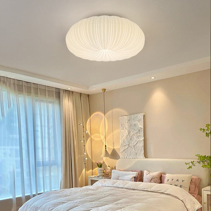 Lustre moderne minimaliste PE avec abat-jour en forme de citrouille, matériel LED, montage encastré pour salon 