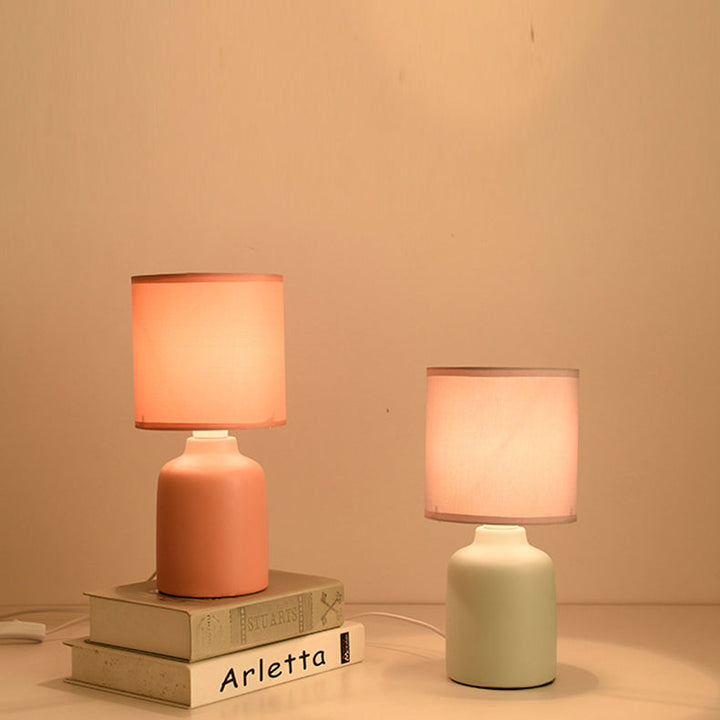 Lámpara de Mesa de 1 Luz de Cerámica Cónica Cilíndrica Minimalista Moderna para Dormitorio 