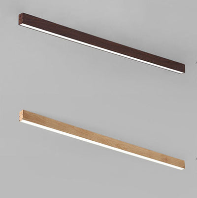 Modern Minimalist Wood Grain Aluminum Strips LED Flush Mount Ceiling Light