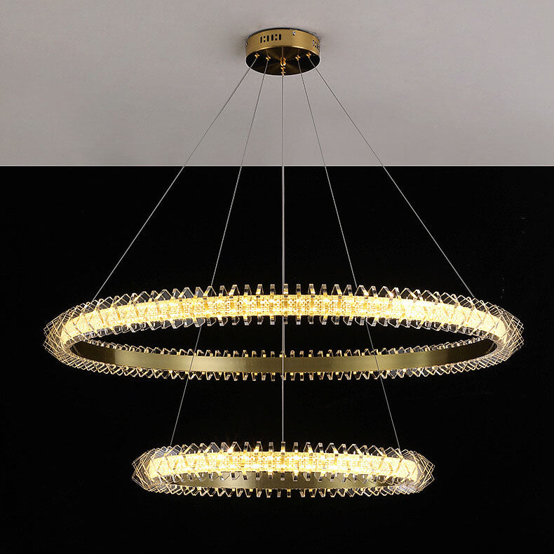 Contemporary Luxury Aluminum Acrylic Circle Ring LED Chandelier For Living Room