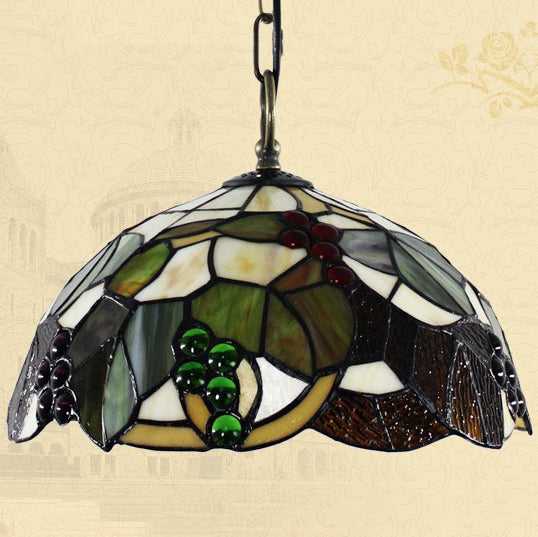 Traditionelle rustikale blumenförmige Pendelleuchte aus Eisen und Kupferglas mit 1 Licht für das Wohnzimmer 