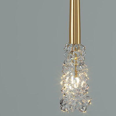 Lustre Contemporain de Luxe en Cuivre Complet avec Abat-jour en Verre Ondulé à Eau 1 Lumière pour Salon 