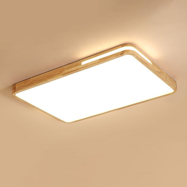 Moderne unbedeutende quadratische hölzerne Acryl-LED-Unterputz-Deckenleuchte für Schlafzimmer 