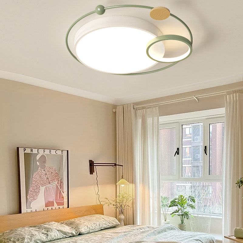 Contemporary Creative Iron Acrylic Round LED Flush Mount Ceiling Light For Bedroom