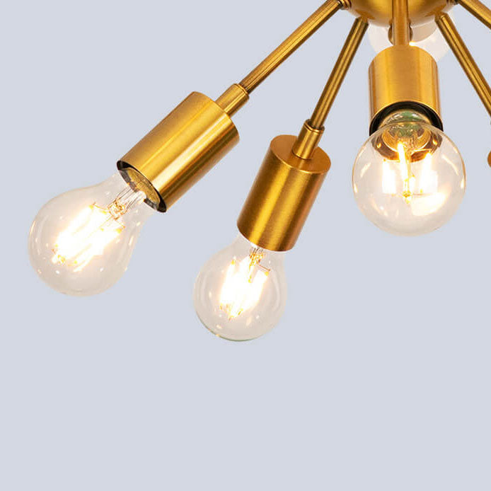 Moderna Araña de Luces de Cristal con Marco de Hierro Acabado en Oro Glamuroso de 10 Luces 