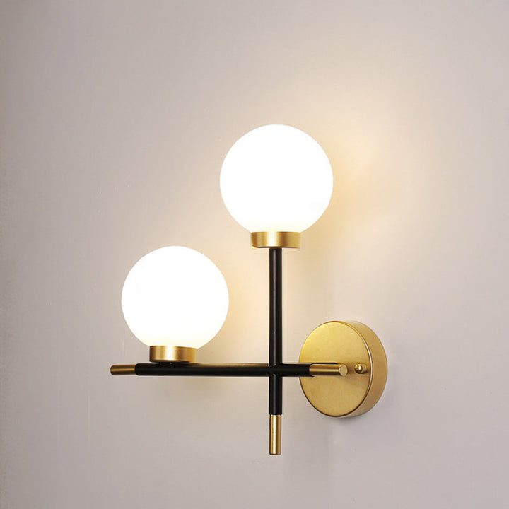 Zeitgenössische Einfachheit Eisen Magic Bean Molekularglas 2-Licht Wandleuchte Lampe für Wohnzimmer 