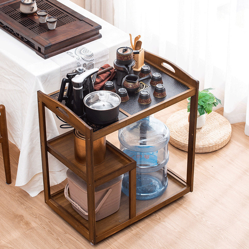 Moderner minimalistischer rechteckiger Massivholz-Beistelltisch mit 3 Ebenen für das Wohnzimmer 