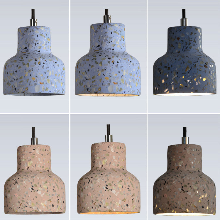 Suspension contemporaine scandinave ronde en terrazzo jade à 1 lumière pour salon 
