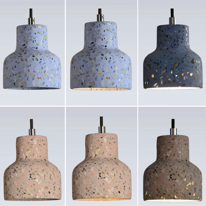 Suspension contemporaine scandinave ronde en terrazzo jade à 1 lumière pour salon 