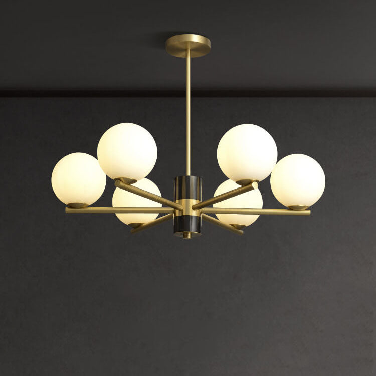 Modern Luxury Glass Round Ball Copper Branch 6/8/15 Light Chandelier For Living Room