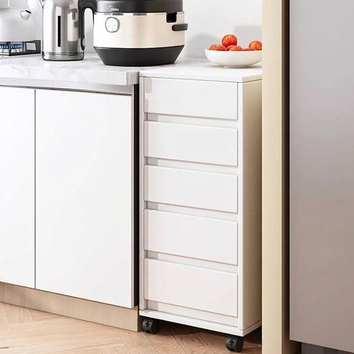 Cabinet de rangement rectangulaire à roulettes en MDF au style minimaliste moderne avec 4 à 5 tiroirs pour chambre et bureau 