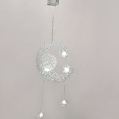 Contemporary Creative Aluminum Moon Stars Shade 5-Light Chandelier For Living Room