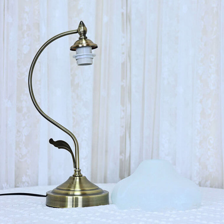 Traditional Vintage Frosted Floral Glass Shade Metal Base 1-Light Table Lamp for Living Room