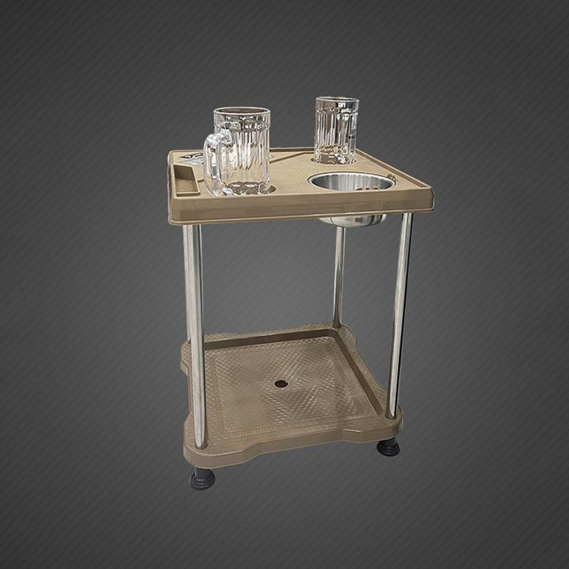 Table basse contemporaine carrée créative en plastique et acier inoxydable à 3 plateaux pour salon 