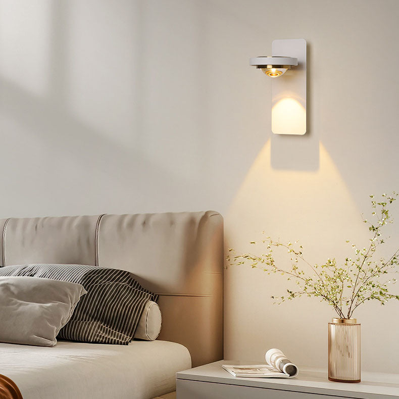Moderne minimalistische runde Rechteck Eisen Aluminium drehbare LED Wandleuchte Lampe für Schlafzimmer 