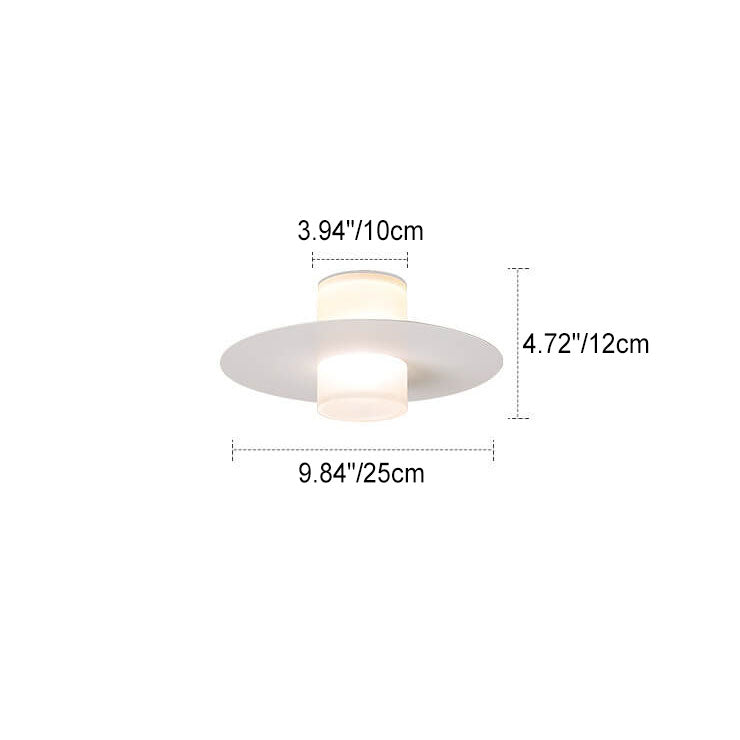 Modern Minimalist Cylindrical Disc Iron Acrylic LED Semi-Flush Mount Ceiling Light