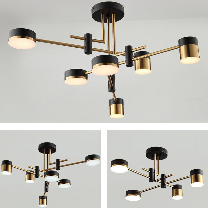 Lustre moderne minimaliste en cylindre de fer et acrylique avec 4/6/8 lumières pour salon 