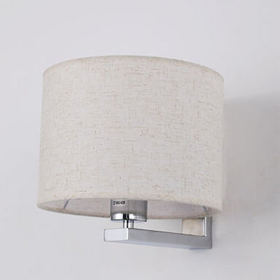 Chinese Retro Electroplated Iron Cylindrical Fabric Shade 1-Light Wall Sconce Lamp