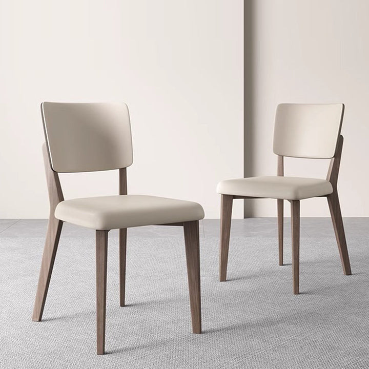 Contemporary Nordic Square PU Leather Ash Wood Frame Dining Chair Backrest For Dining Room