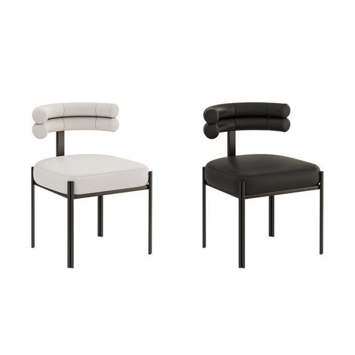 Chaise de salle à manger contemporaine créative demi-arc carré en similicuir métal dossier sans accoudoirs pour salle à manger 
