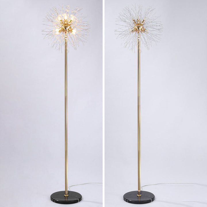 Modern Creative Dandelion Shade Crystal  Aluminum  Marble Base 8/9-Light Standing Floor Lamp