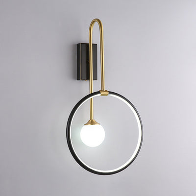 Moderne Einfachheit Kreis Ring Kupfer Glas 1-Licht Wandleuchte Lampe für Schlafzimmer 