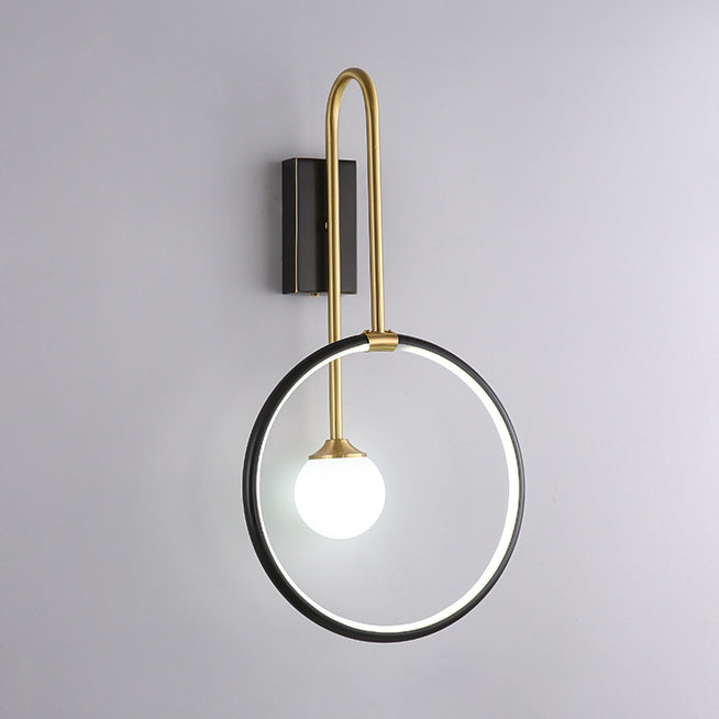 Moderne Einfachheit Kreis Ring Kupfer Glas 1-Licht Wandleuchte Lampe für Schlafzimmer 