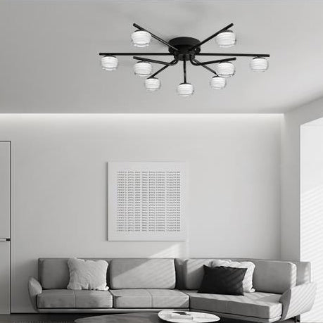 Plafonnier LED semi-encastré moderne minimaliste en acrylique et cuivre rond avec branche pour salon 