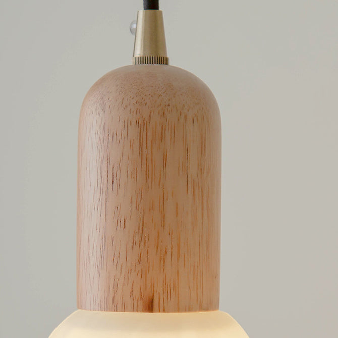 Suspension lumineuse à 1 ampoule en bois massif et verre avec cylindre traditionnel japonais pour salon 