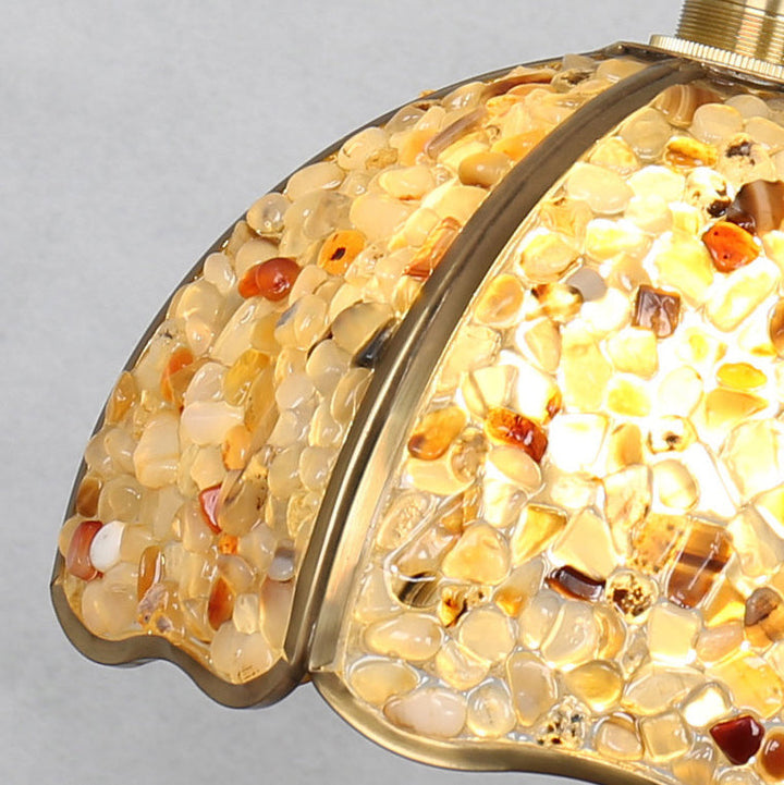 Lámpara colgante moderna de arte deco de media esfera de cobre con cristal de 1 luz para comedor 