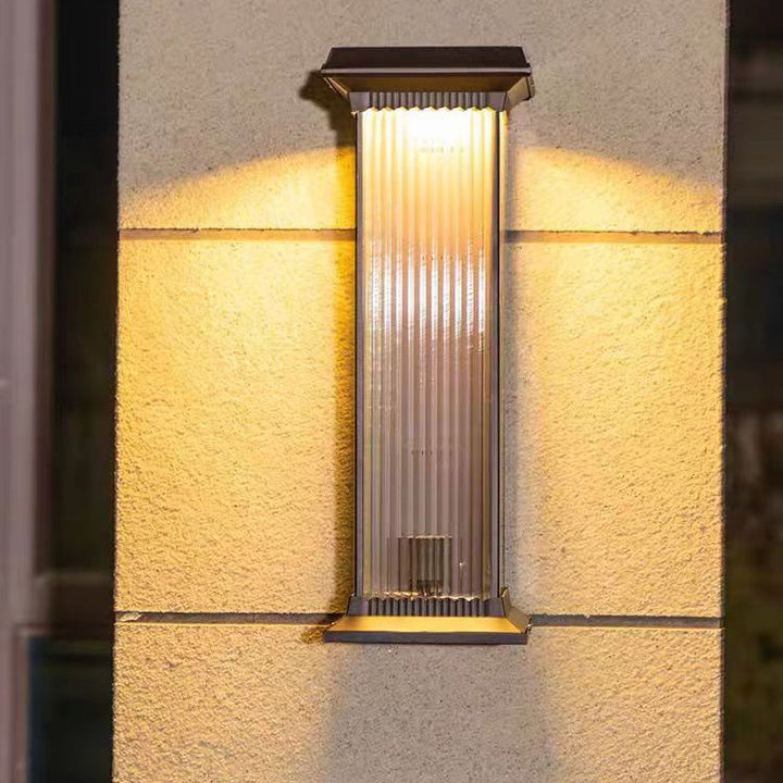 Moderno Minimalista Impermeable Rectángulo Aluminio Vidrio 1/2 Luz Aplique de Pared Exterior Para Jardín 