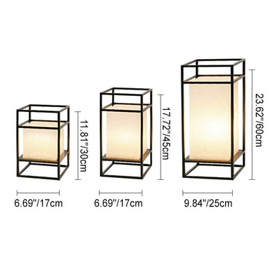 Japanese Tatami Rectangular Iron Fabric 1-Light Standing Floor Lamp