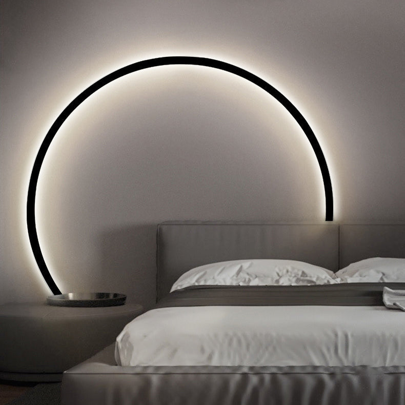 مصباح حائط LED دائري من الألومنيوم والأكريليك بتصميم حديث وبسيط لغرفة النوم 