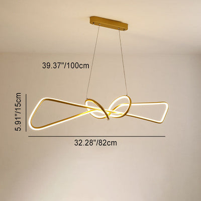 Lustre contemporain en aluminium de luxe avec bande LED en spirale pour îlot, pour salon 