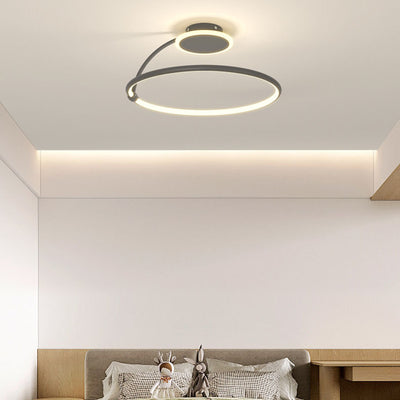 Modern Minimalist Aluminum Alloy Acrylic Lines LED Semi-Flush Mount Ceiling Light For Bedroom