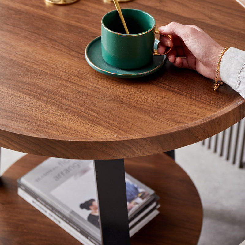 Contemporary Scandinavian Round MDF Iron End Table 2-Tier For Living Room