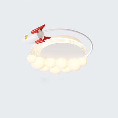 Moderne Art Deco Kinder Eisen PE Rakete Wolke Runde LED Unterputz Deckenleuchte Für Schlafzimmer 