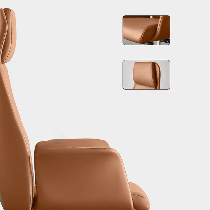 Chaise de bureau rectangulaire minimaliste moderne à dossier haut en PU et acier au carbone pour la maison 