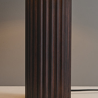 Contemporary Retro Cylinder Pleated Wood Fabric Brass 1-Light Table Lamp For Bedside
