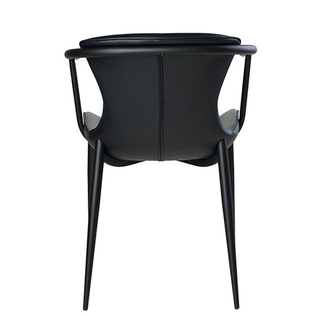 Chaise de salle à manger en cuir et métal avec dossier trapézoïdal minimaliste moderne pour salle à manger 