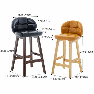 Moderner minimalistischer quadratischer Holz-Leder-Schaum-Barhocker mit vier Beinen und Rückenlehne für das Esszimmer 