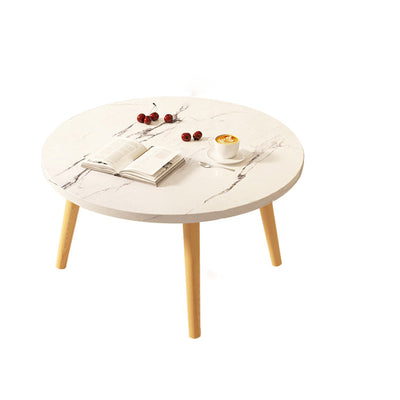 Moderner minimalistischer runder Beistelltisch aus Marmorfurnier mit 1 Ebene für das Wohnzimmer 
