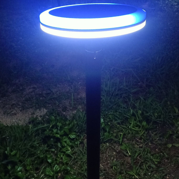 Contemporary Creative Solar Round Plastic Aluminum LED Ground Plug Outdoor Landscape Light For Garden