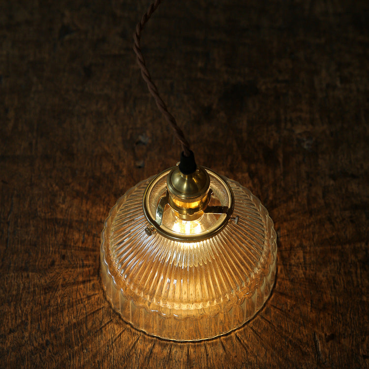 Contemporary Nordic Brass Glass Round Shape 1-Light Pendant Light For Living Room