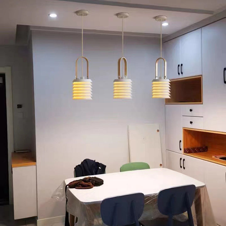Lámpara colgante de 1 luz de metal de hierro cilíndrico japonés tradicional para dormitorio 
