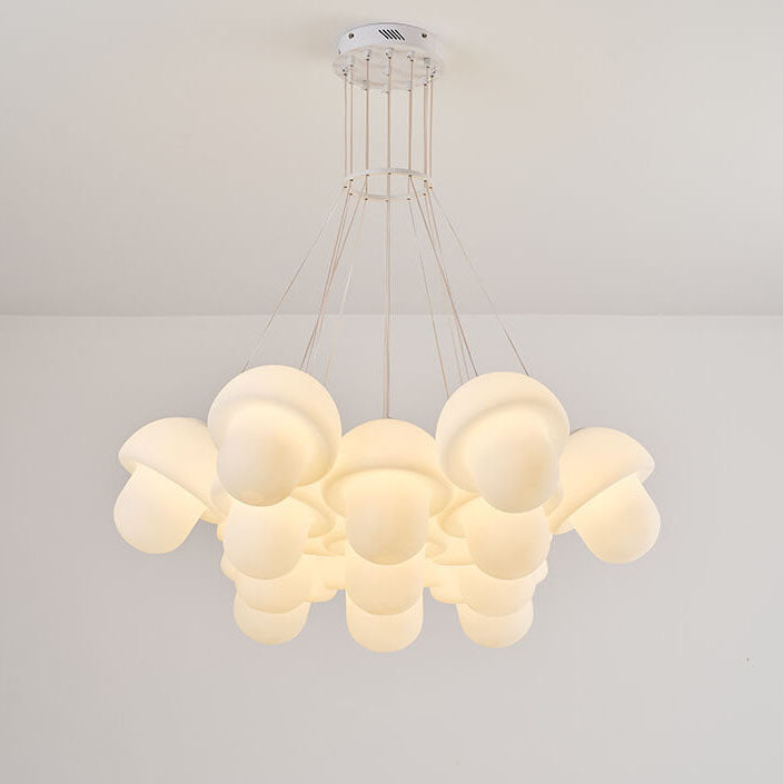 Nordic Minimalist White Mushroom Iron PE 7-Light Island Light Chandelier