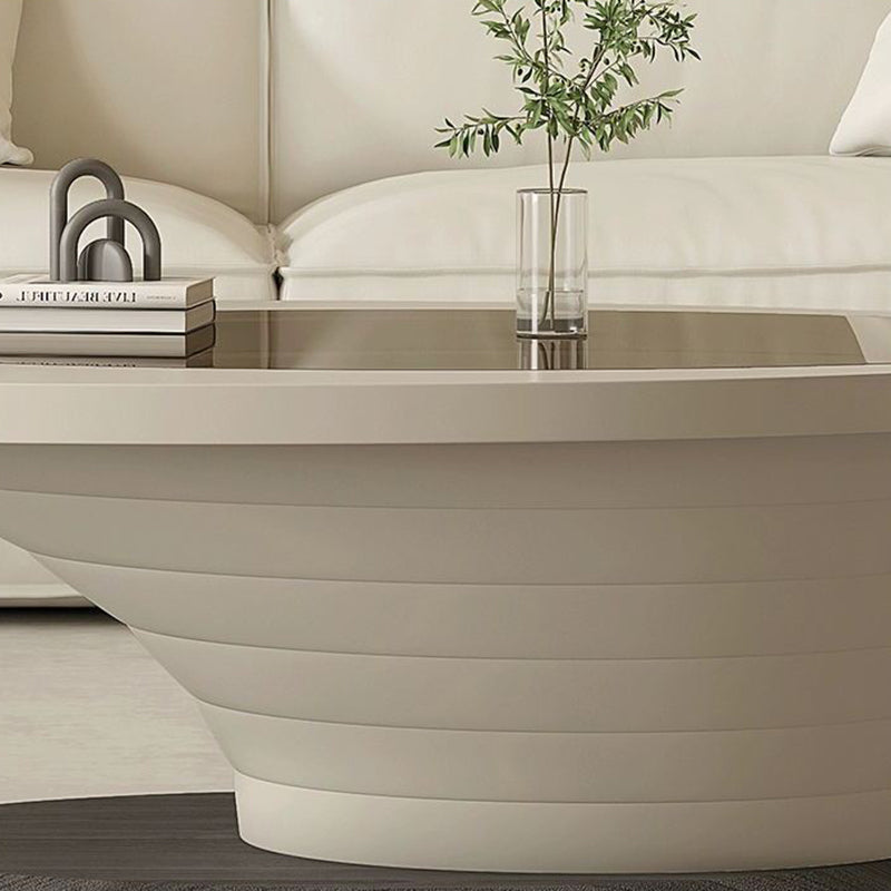 Table basse moderne de luxe ovale en verre avec plateau en fibre de densité pour salon 